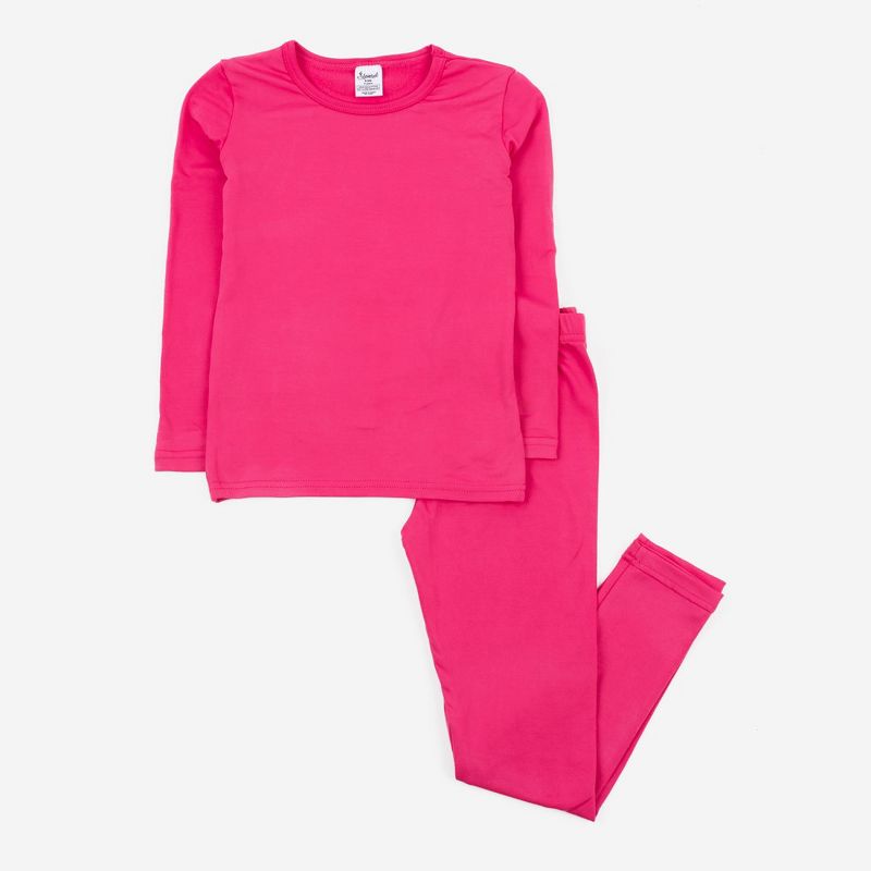 Leveret Kids Two Piece Classic Solid Color Thermal Pajamas