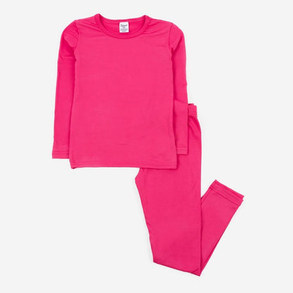 Leveret Kids Two Piece Classic Solid Color Thermal Pajamas