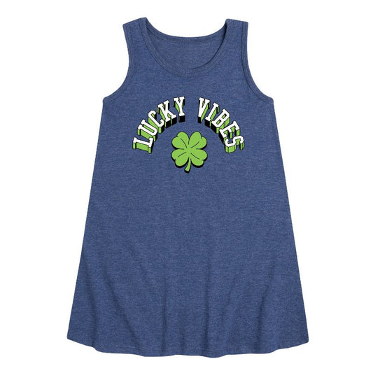 Girls' - Instant Message - St. Patrick's Day Lucky Vibes Graphic Sleeveless Aline Dress