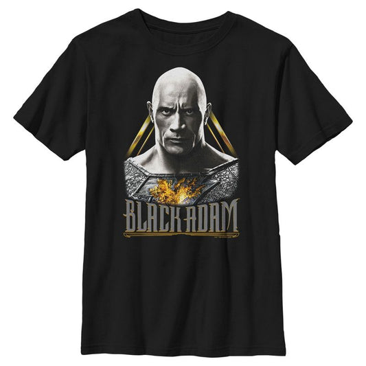 Boy's Black Adam Grey and Gold Portrait Stare T-Shirt