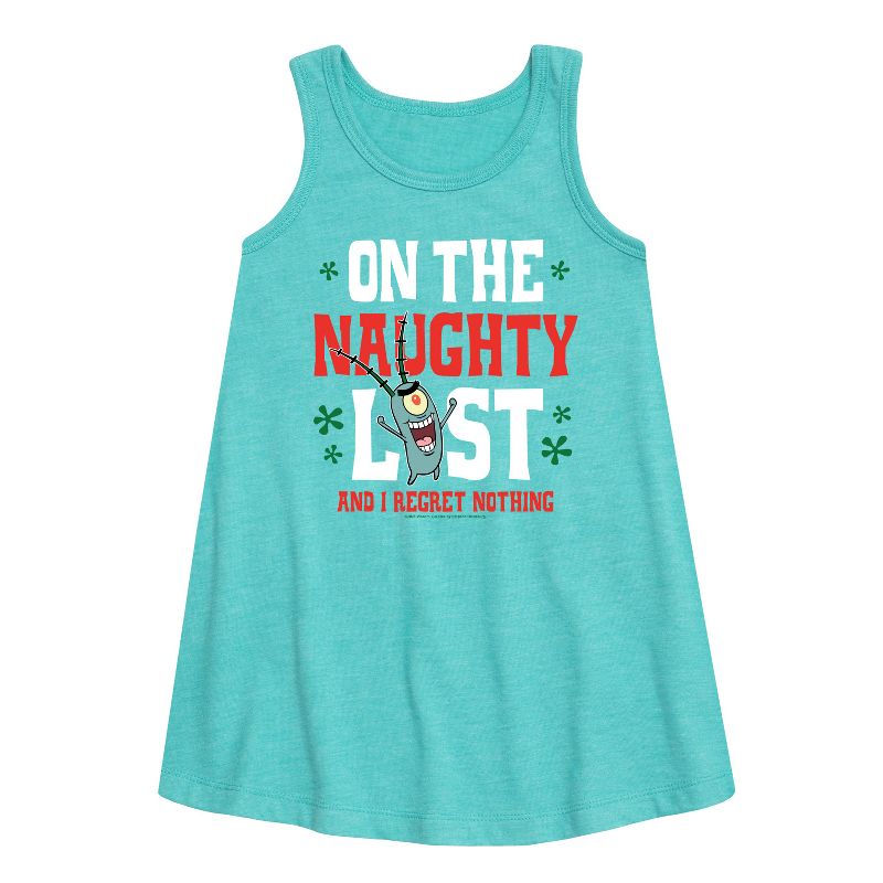 فستان بلانكتون نوتي ليست الجرافيكي بدون أكمام للفتيات - سبونج بوب سكوير بانتس