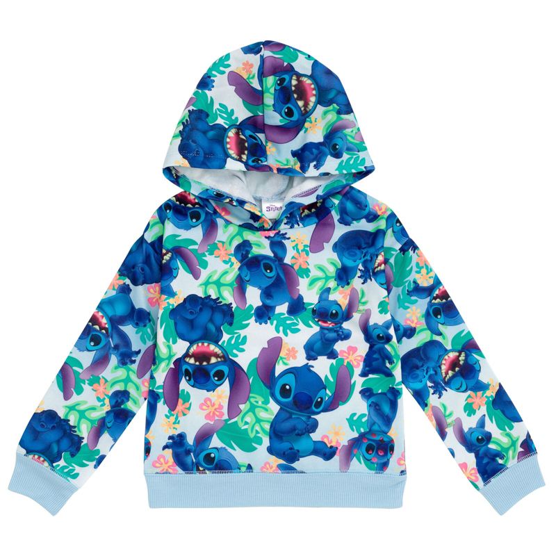 Disney Lilo & Stitch Girls French Terry Pullover Crossover Hoodie Little Kid to Big Kid