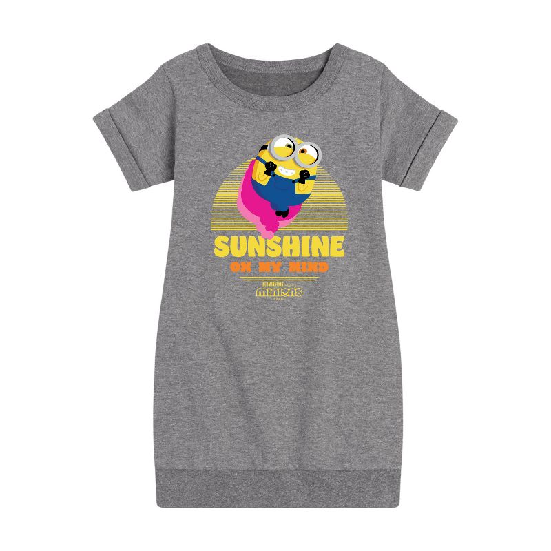 Girls' - Despicable Me Minions - Sunshine On My Mind Graphic Short Sleeve Fleece Dress