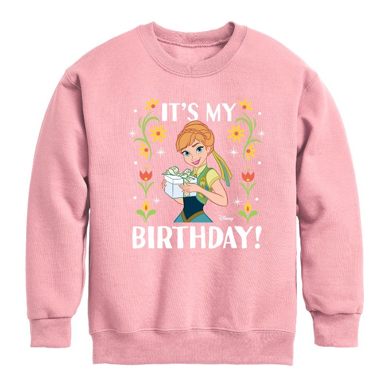 Boys' - Disney - Anna It's My Birthday Graphic Long Sleeve Fleece Sweatshirt