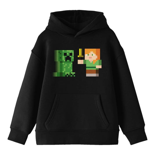 Minecraft Alex Versus Creeper Youth Black Graphic Hoodie