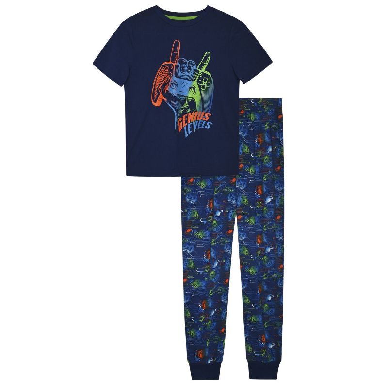 Sleep On It Boys 2-Piece Short-Sleeve Jersey Pajama Pants Set
