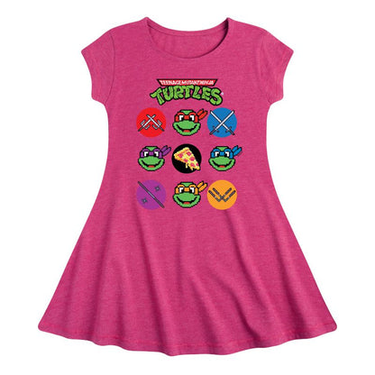 فستان بناتي - سلاحف النينجا المراهقة المتحولة - فستان بقصّة شبكية وأكمام قصيرة