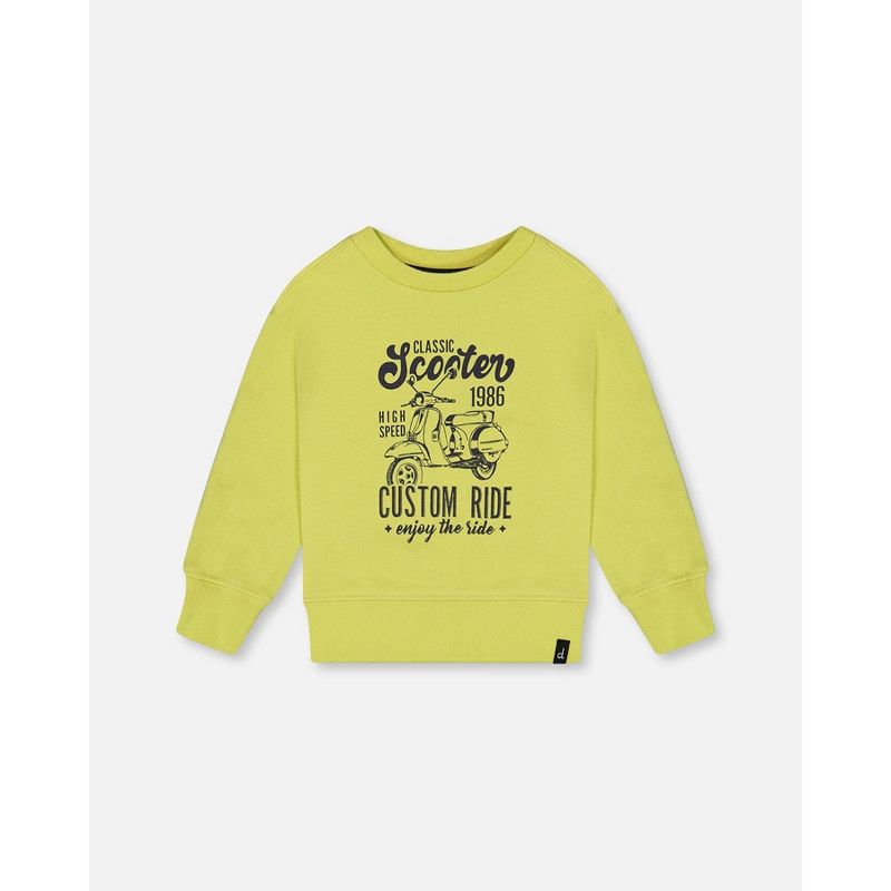 Deux par Deux Boy Pullover Graphic Sweatshirt Lime Green