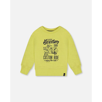 Deux par Deux Boy Pullover Graphic Sweatshirt Lime Green