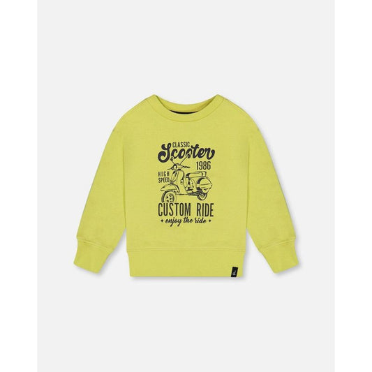 Deux par Deux Boy Pullover Graphic Sweatshirt Lime Green