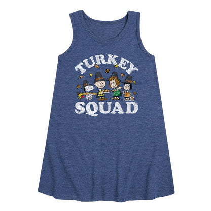 Girls' - Peanuts - Turkey Squad Graphic Sleeveless Aline Dress