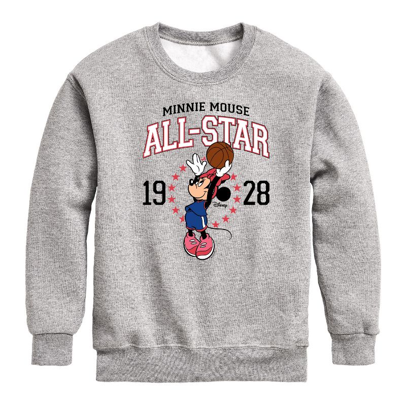 Boys' - Disney - Minnie All-Star 1928 Graphic Long Sleeve Fleece Sweatshirt