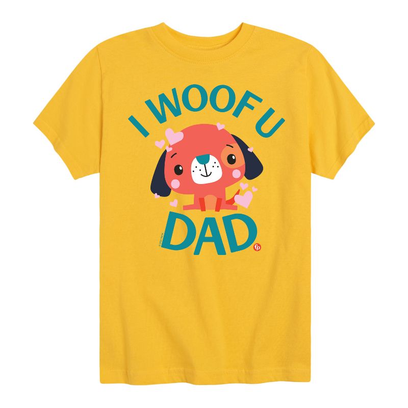 تي شيرت جرافيكي بأكمام قصيرة مطبوع عليه عبارة "أنا ووف يو داد" للأولاد من فيشر برايس