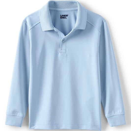 Lands' End School Uniform Kids Long Sleeve Rapid Dry Polo Shirt