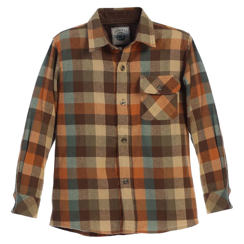 Gioberti Boy's Single Pocket Flannel Shirt with Corduroy Contrast (Part 2)
