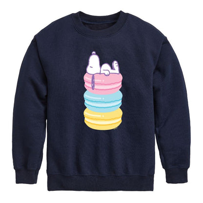 Boys' - Peanuts - Snoopy Stacked Macarons Graphic Long Sleeve Fleece Sweatshirt