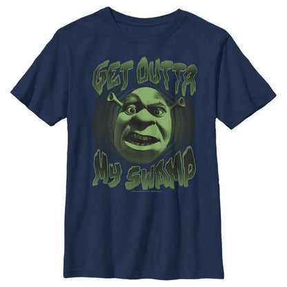 Boy's Shrek Get Outta My Swamp Shrek Face T-Shirt