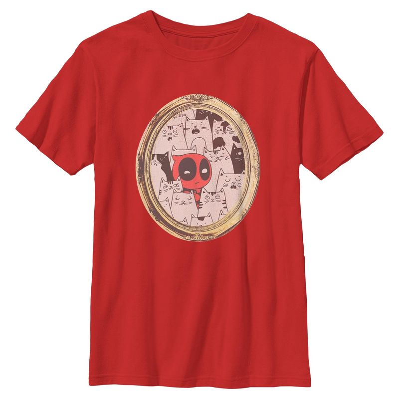 Boys Marvel Deadpool Cats Animated Frame T Shirt