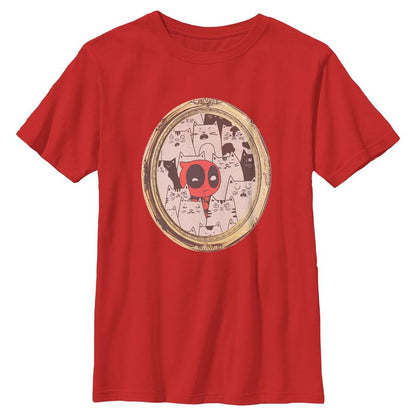 Boys Marvel Deadpool Cats Animated Frame T Shirt