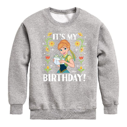 Boys' - Disney - Anna It's My Birthday Graphic Long Sleeve Fleece Sweatshirt
