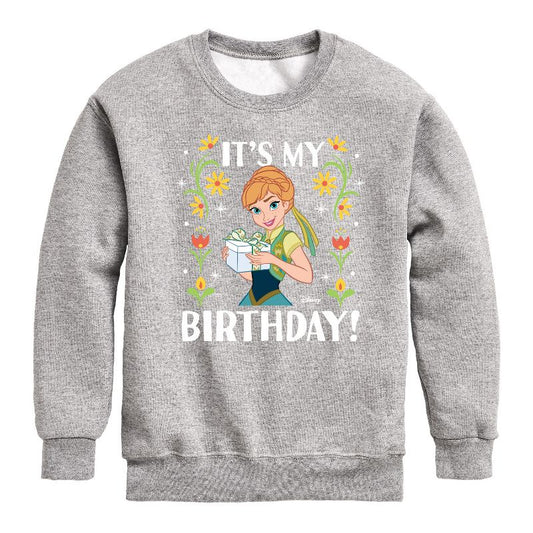 Boys' - Disney - Anna It's My Birthday Graphic Long Sleeve Fleece Sweatshirt