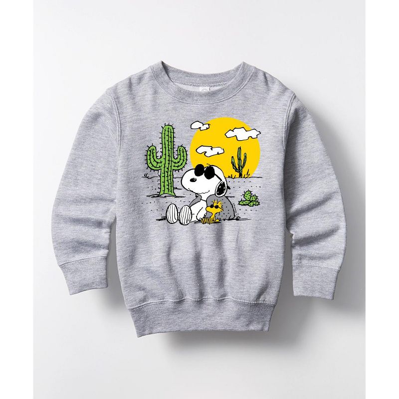 Boys' - Peanuts - Snoopy & Woodstock Graphic Long Sleeve Fleece Sweatshirt