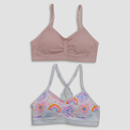 Maidenform Girls' 2pk Seamfree Lace Back Crop Bra - White