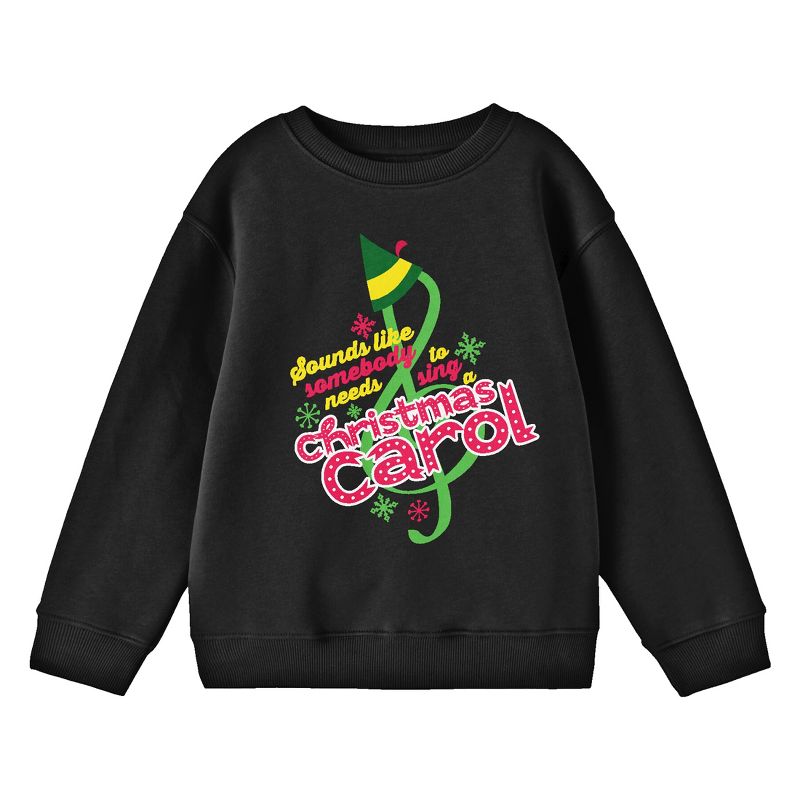 سويت شيرت أسود برقبة دائرية للشباب من Elf Sounds Like Somebody Needs to Sing a Christmas Carol