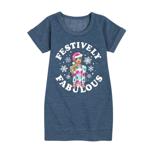 فستان باربي المطبوع الرائع بأكمام قصيرة من الصوف للفتيات