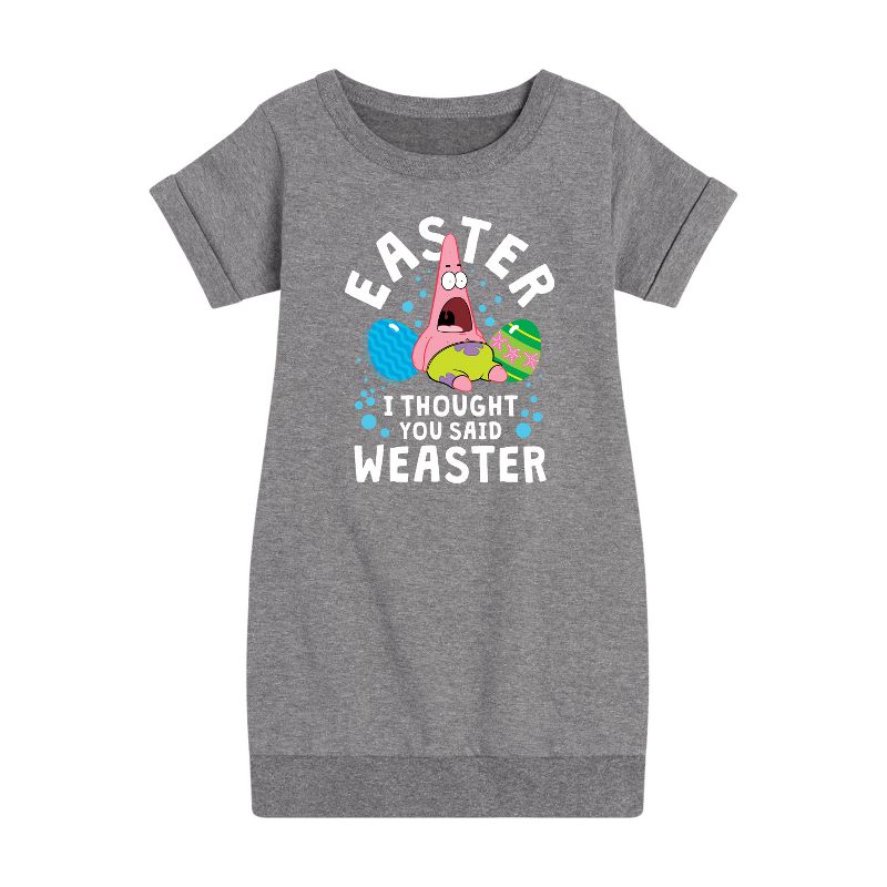 Girls' - SpongeBob SquarePants - Easter Weaster Graphic Short Sleeve Fleece Dress