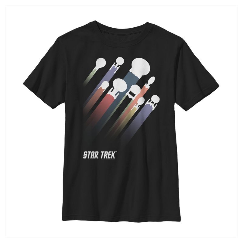 Boy's Star Trek Spaceship Rainbow Streak T-Shirt
