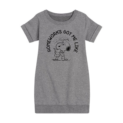 فستان من الصوف بأكمام قصيرة مطبوع عليه رسومات "الفول السوداني" للفتيات من هوم وركس