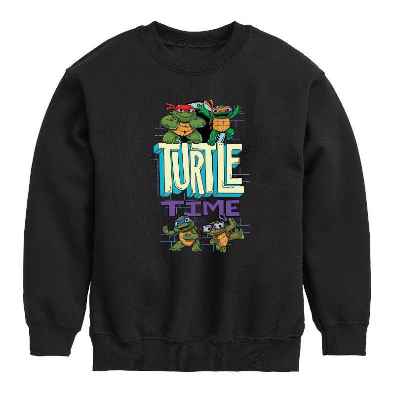 Boys' - Teenage Mutant Ninja Turtles Mutant Mayhem - Turtle Time Graphic Long Sleeve Fleece Sweatshirt