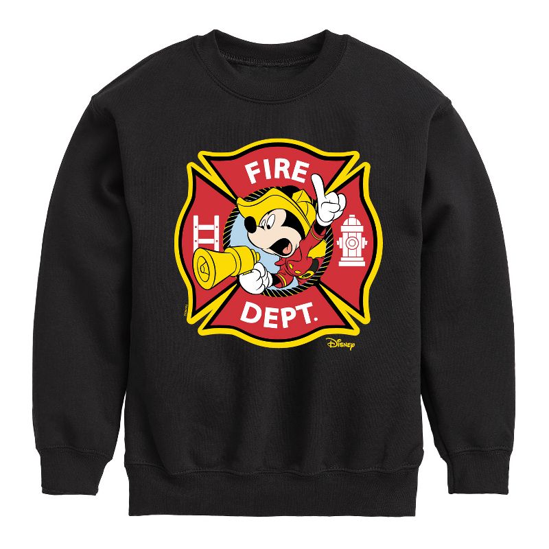 Boys' - Disney - Firefighter Mickey Graphic Long Sleeve Fleece Sweatshirt