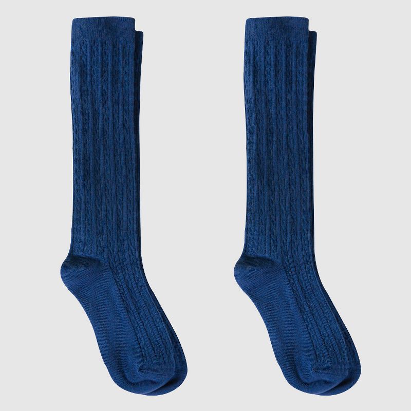 Girls' 2pk Knee-High Socks Navy - Cat & Jack™