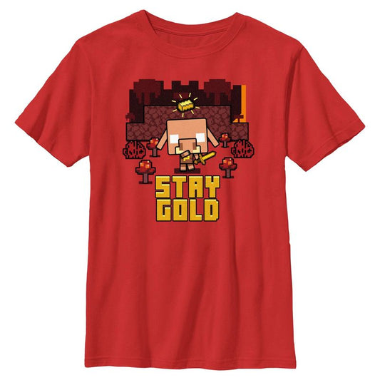 تي شيرت ماين كرافت ستاي جولد للأولاد