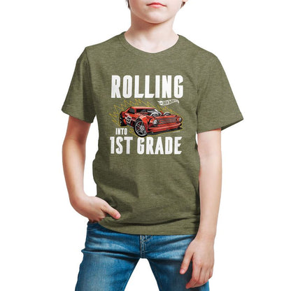 تي شيرت جرافيكي بأكمام قصيرة للأولاد - هوت ويلز - تدحرج إلى الصف الأول