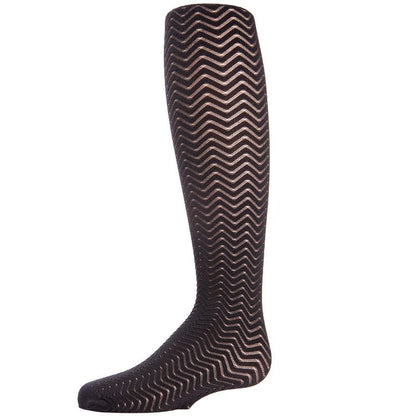 Memoi Girls' Chevron Wave Sheer Nylon Tights