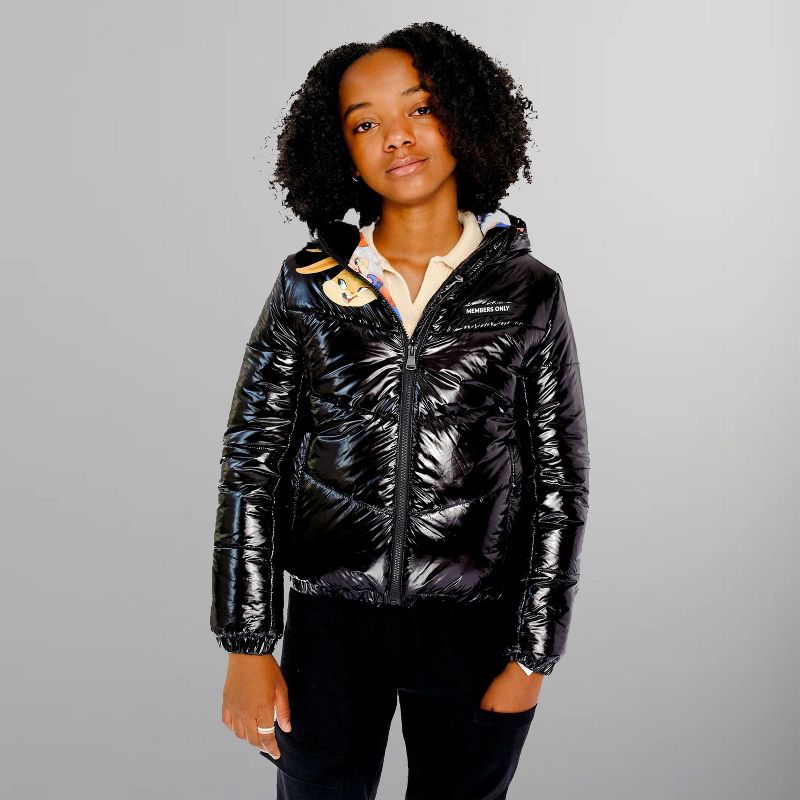 Members Only Girl Cire Puffer With Mash Print Lining Jacket