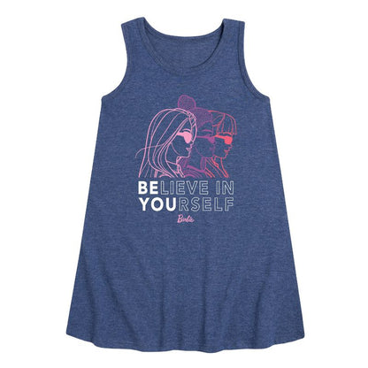 Girls' - Barbie - Believe in Yourself Graphic Sleeveless Aline Dress