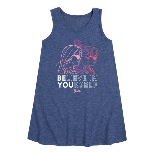 Girls' - Barbie - Believe in Yourself Graphic Sleeveless Aline Dress