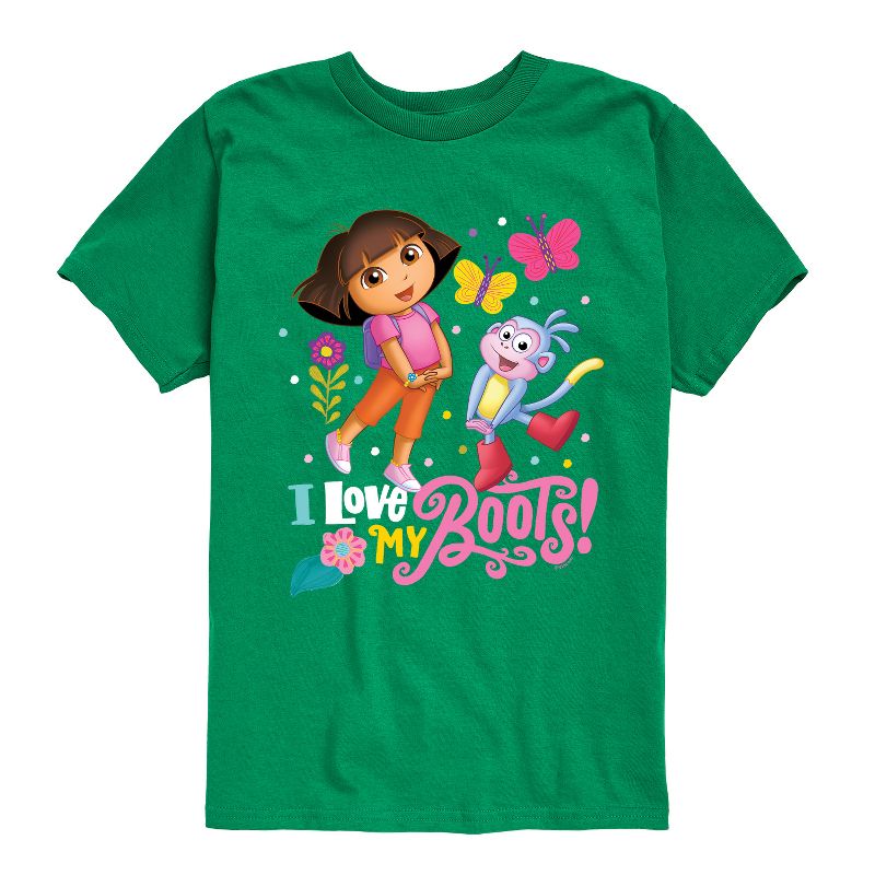 تي شيرت جرافيكي بأكمام قصيرة من تصميم دورا المستكشفة - أحب حذائي للأولاد