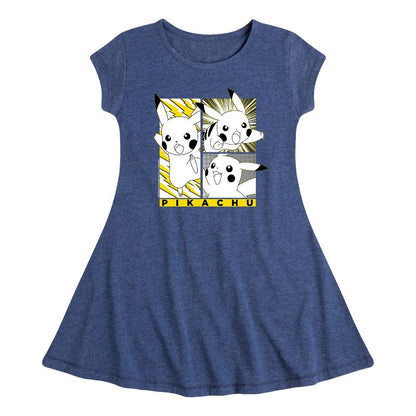Girls' - Pokémon - Pikachu Panels Fit & Flair Cap Sleeve Dress