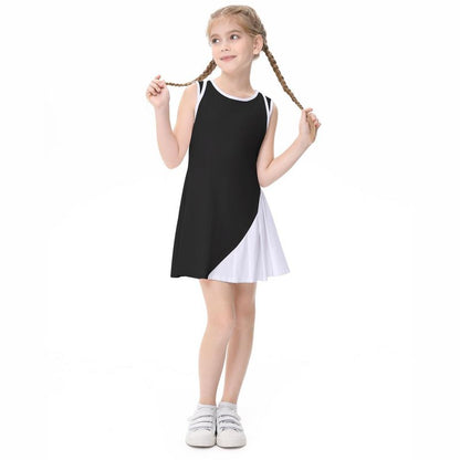 Girls Tennis Golf Dress Outfit Sleeveless A-line Pleated Athletic Skirt Dress with Pockets Safety Inner Shorts