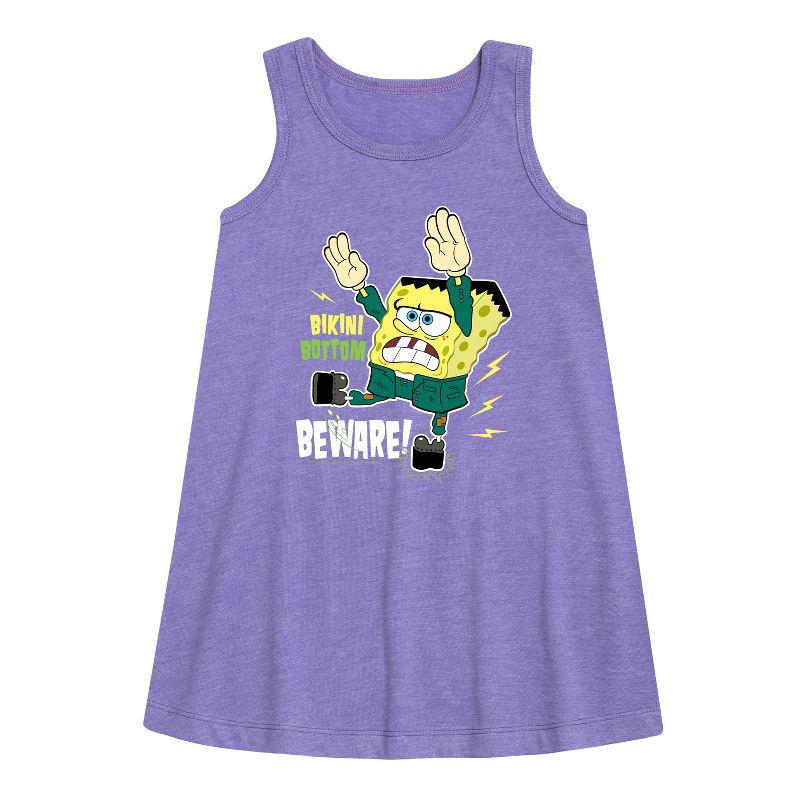 Girls' - SpongeBob SquarePants - Bikini Bottom Beware Graphic Sleeveless Aline Dress