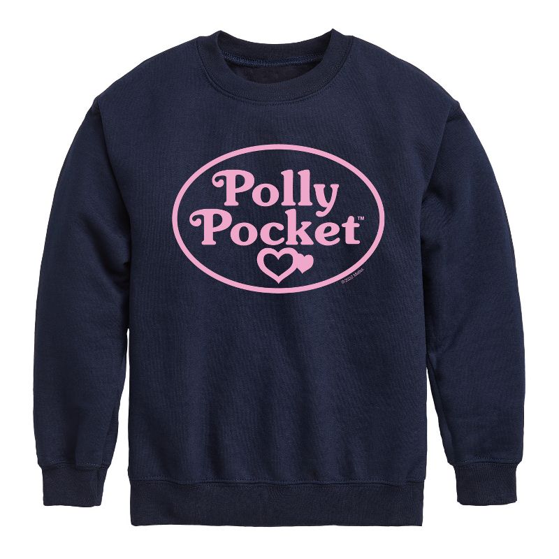 Boys' - Polly Pocket - Polly Pocket Pink Logo Graphic Long Sleeve Fleece Sweatshirt