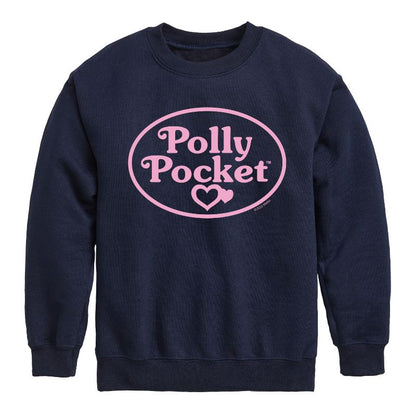 Boys' - Polly Pocket - Polly Pocket Pink Logo Graphic Long Sleeve Fleece Sweatshirt