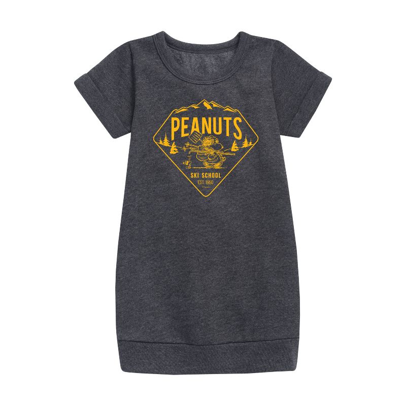 Girls' - Peanuts - Ski School Graphic Short Sleeve Fleece Dress