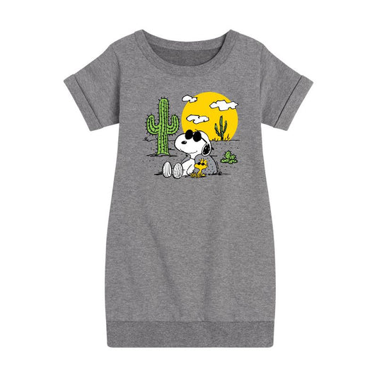 Girls' - Peanuts - Snoopy & Woodstock Graphic Short Sleeve Fleece Dress