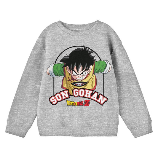 Dragon Ball Z Son Goku Crew Neck Long Sleeve Athletic Heather Youth Sweatshirt